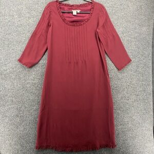 Isabella Bird Silk Dress 4 Red Shift Midi Modest Classic Feminine Minimalist‎